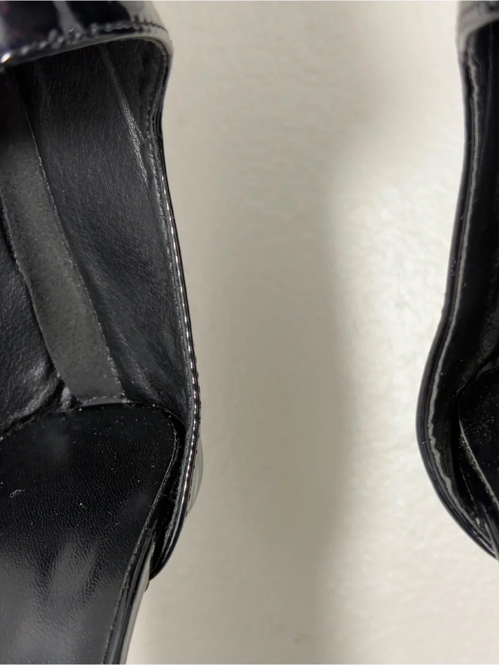 SHEIN Black Patent Faux Fur Ankle-Strap High Heels